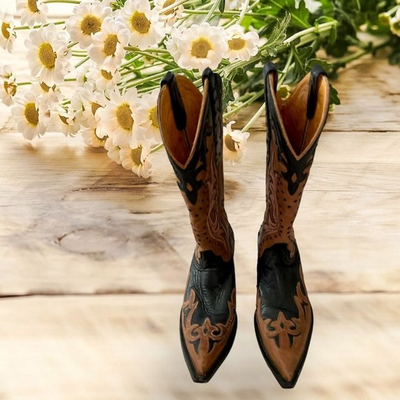 Old Gringo Shoes - OLD GRINGO  Leather Embroidered Stitching Tall Mid-Calf Cowboy Cowgirl Boots 7.5